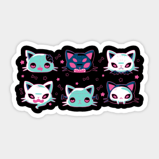 Halloween Cat Heads Sticker